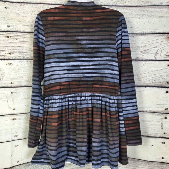LuLaRoe M Watercolor Stripe Open Front Lightweight Cardigan - Picture 3 of 6